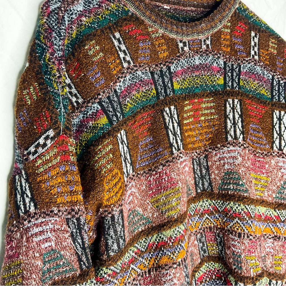 Vintage Brown Multicolor Crewneck Sweater